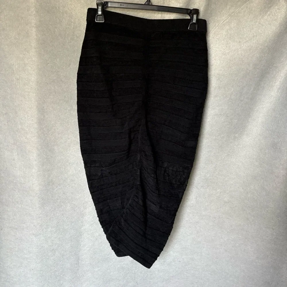 By Anthropologie Marilyn Black Midi Fitted Ribbed Sweater Skirt